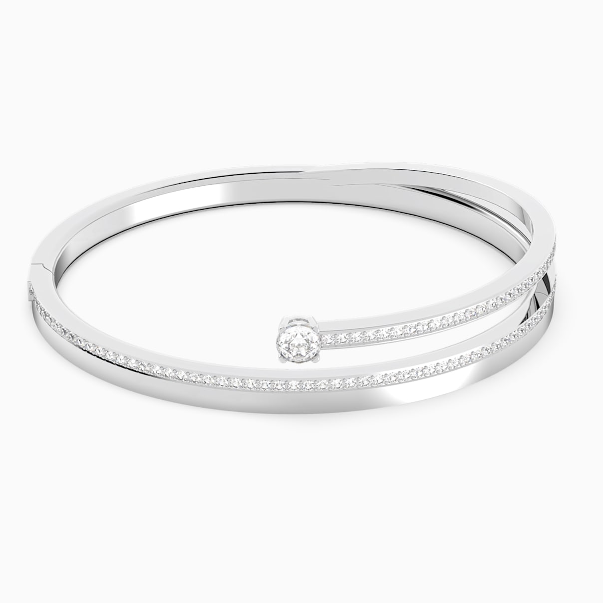 Swarovski Fresh Bangle, White, Rhodium plated