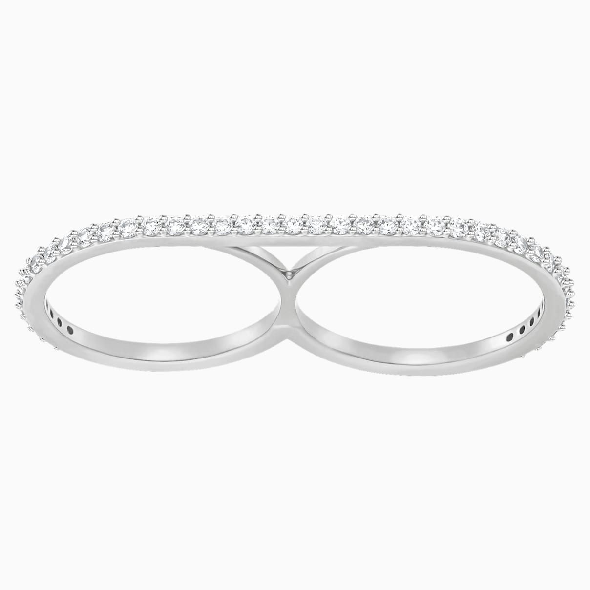 Swarovski Vittore Double Ring, White, Rhodium plating