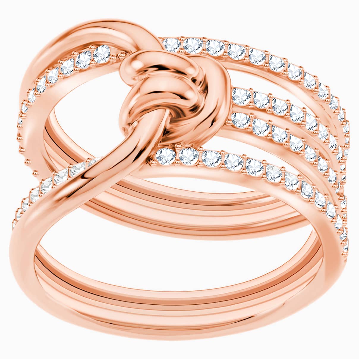 Swarovski Lifelong Wide Ring, White, Rose-gold tone plated