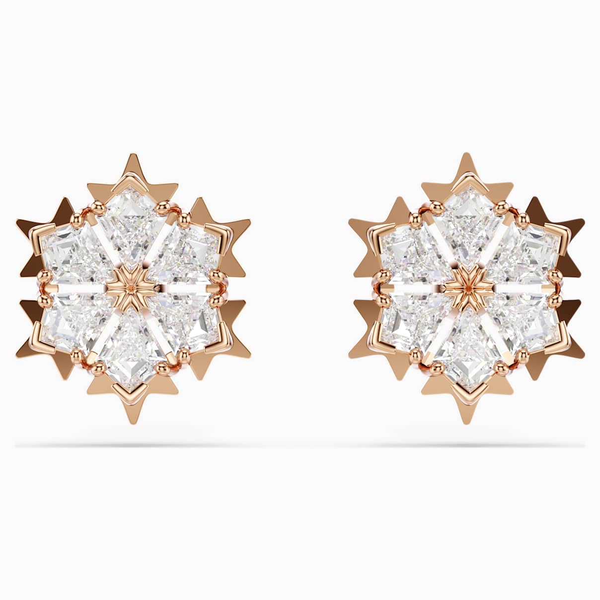 Swarovski Magic Pierced Earrings, White, Rose-gold tone plated