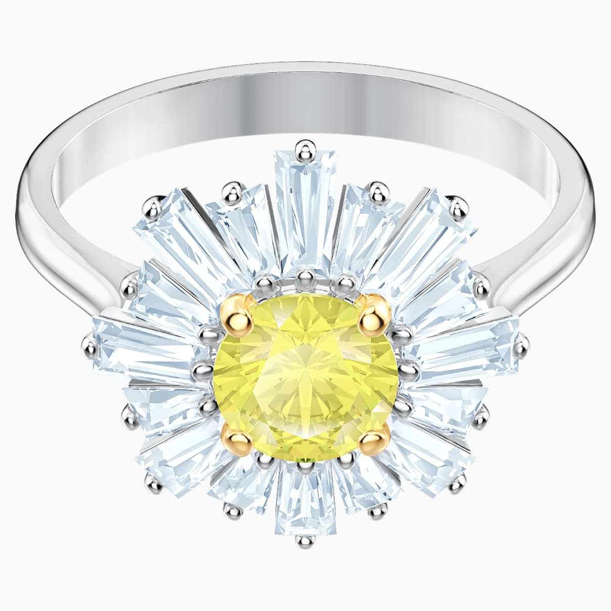 Swarovski Sunshine Ring, Yellow, Rhodium plated