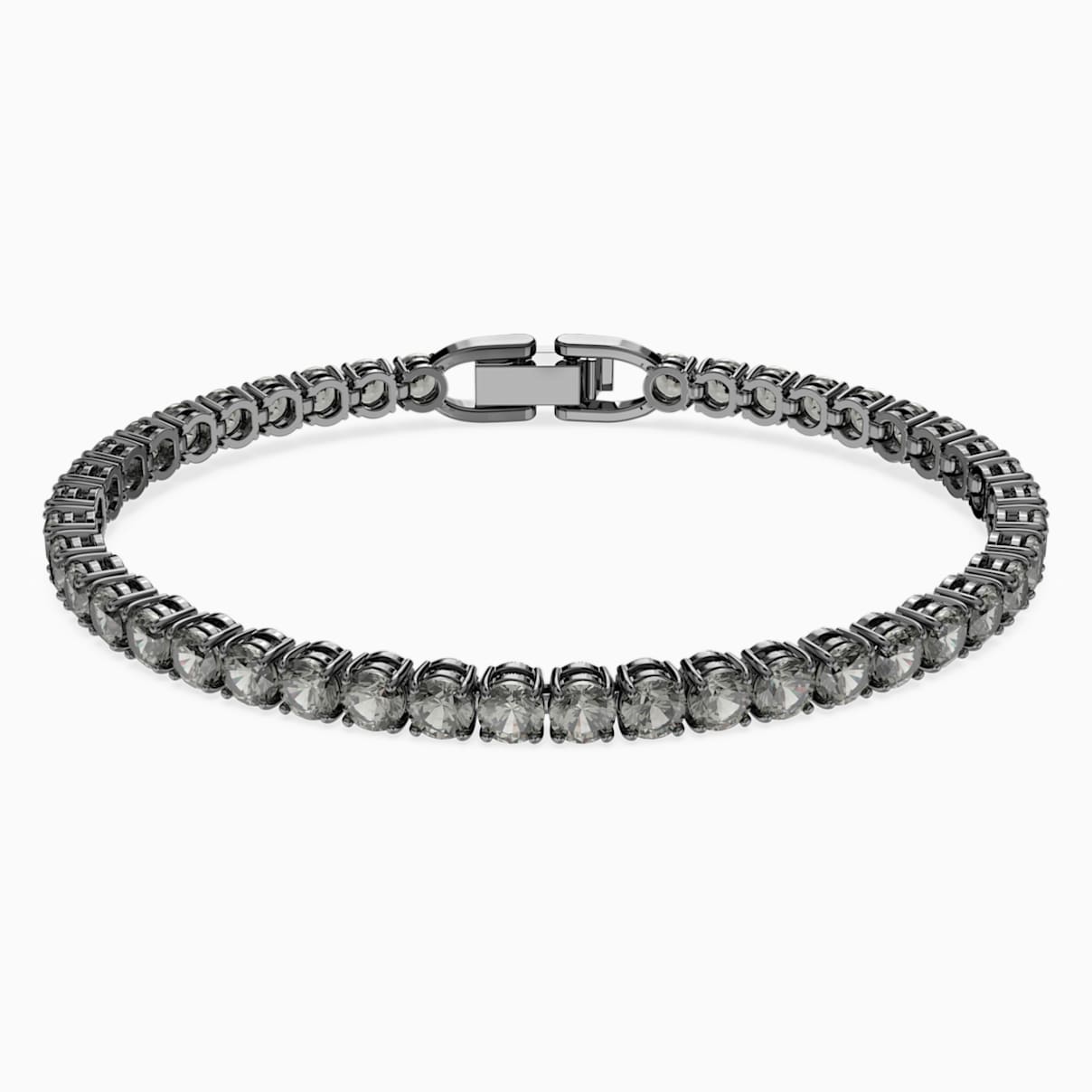 Swarovski Tennis Deluxe Bracelet, Black, Ruthenium plated