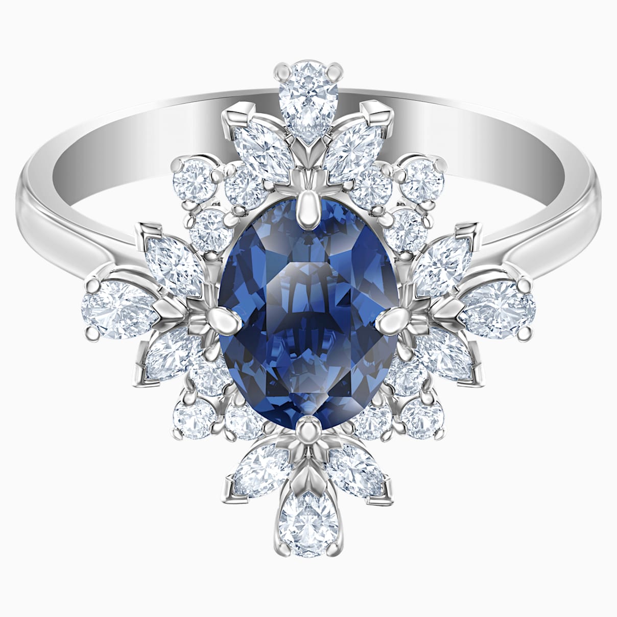 Swarovski Palace Motif Ring, Blue, Rhodium plated