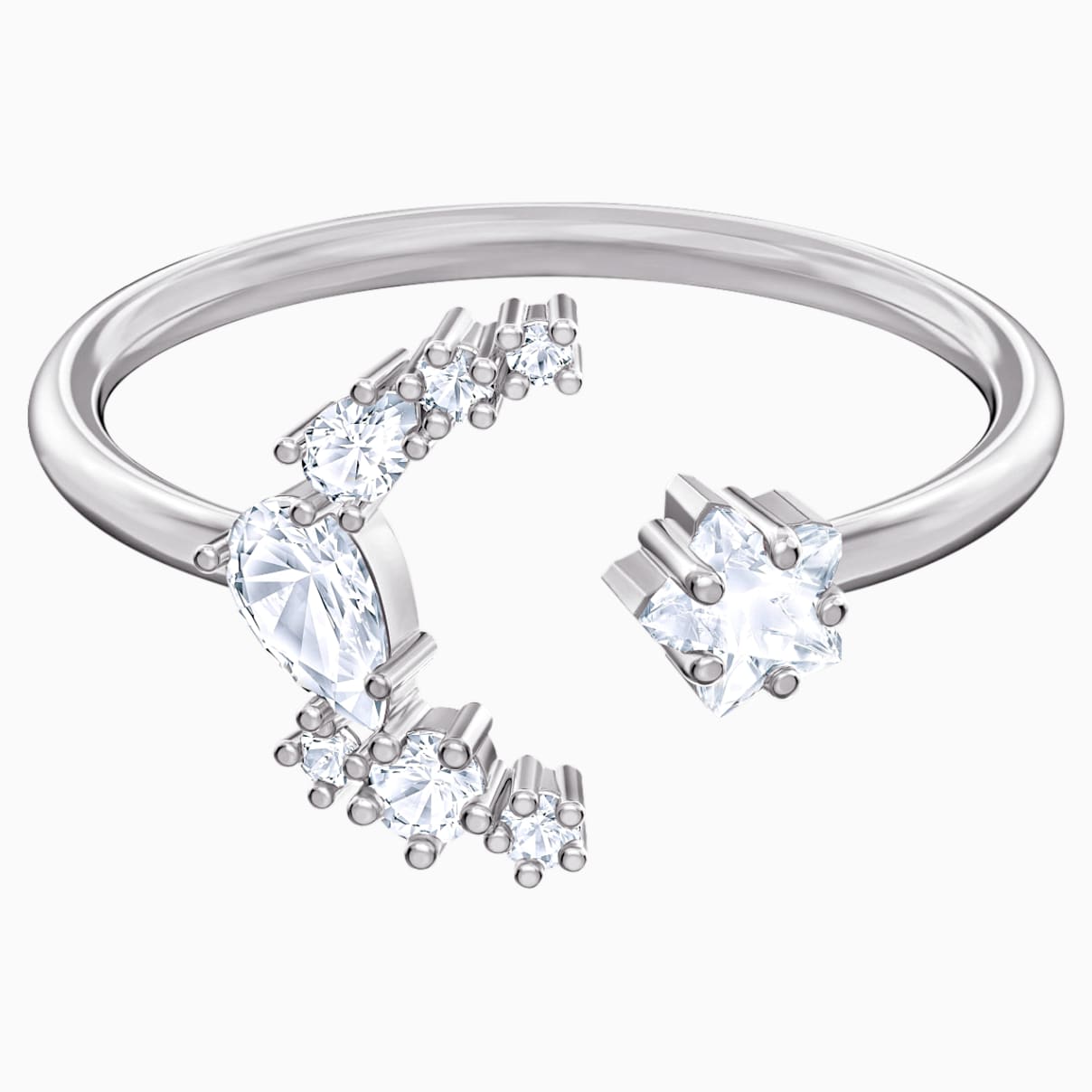 Swarovski Penelope Cruz Moonsun Open Ring, White, Rhodium plated