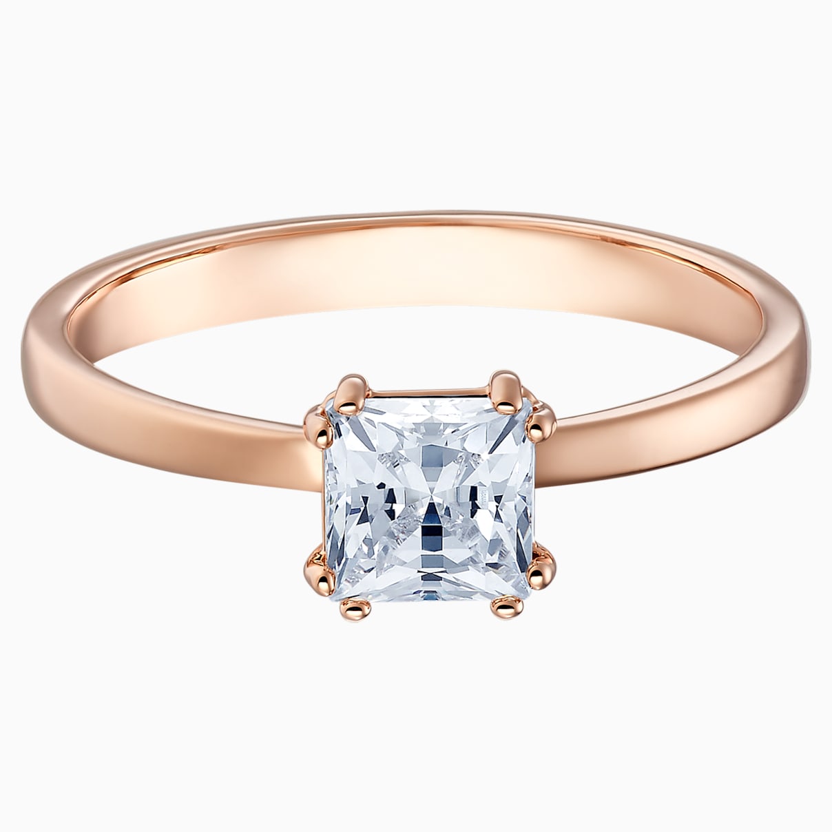 Swarovski Attract Motif Ring, White, Rose-gold tone plated