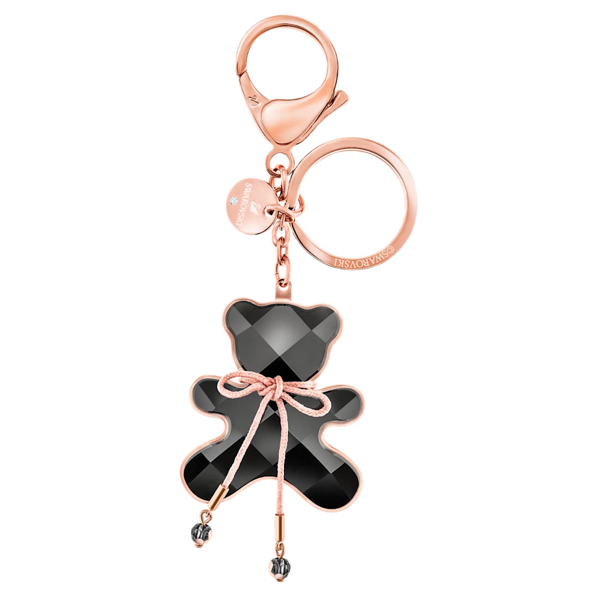 Swarovski Archibald bag charm, Bear, Black, Rose gold-tone finish