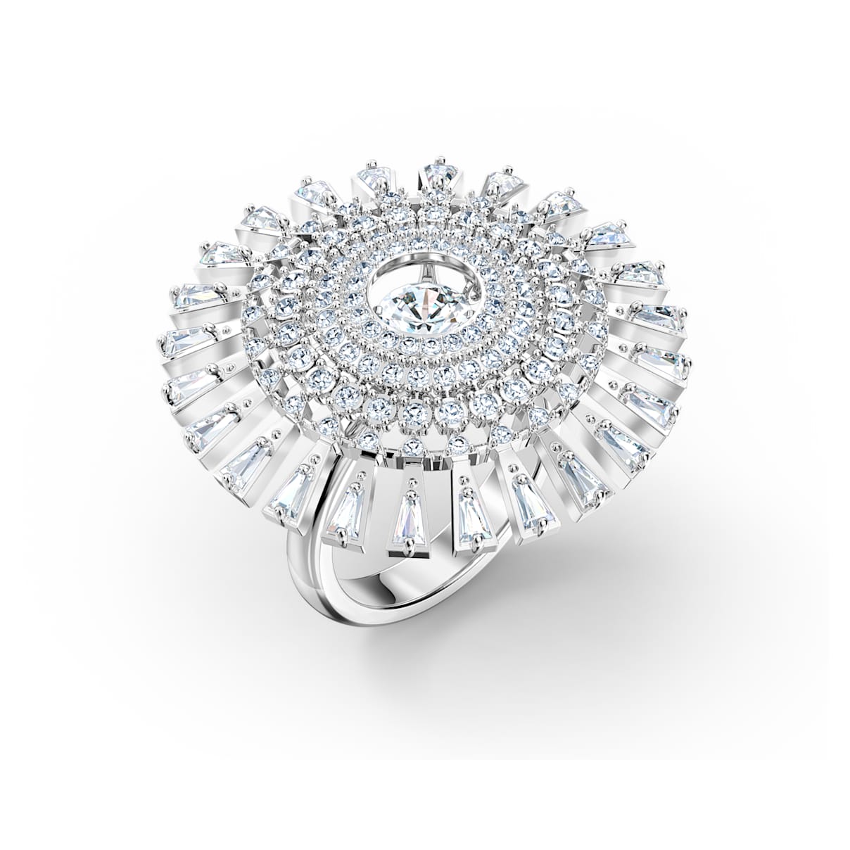 Swarovski Anello Sparkling Dance, Forma rotonda, Bianco, Placcato rodio