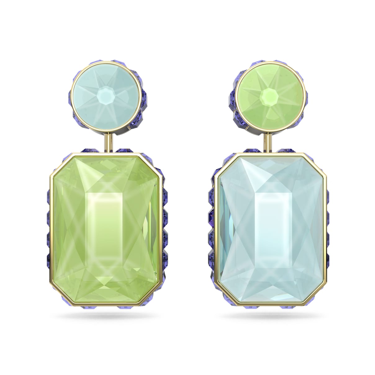 Orbita drop earrings, Asymmetrical design, Octagon cut, Multicoloured, Gold-tone plated
Orbita drop earrings, Asymmetrical design, Octagon cut, Multicoloured, Gold-tone plated