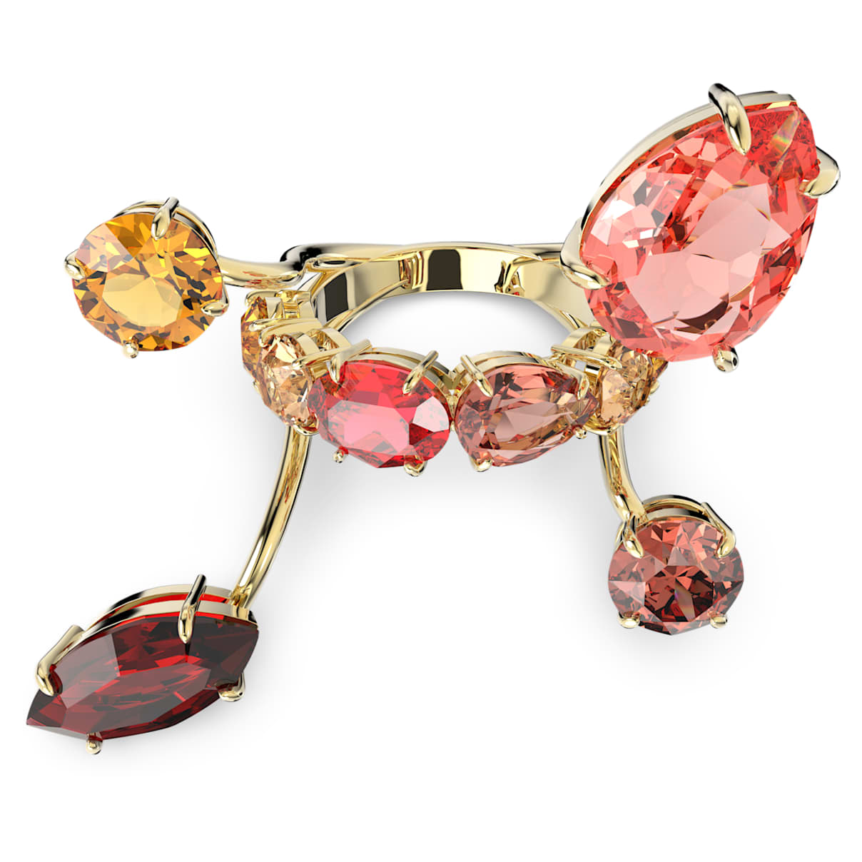 Gema 링, 멀티컬러, 골드 톤 플래팅