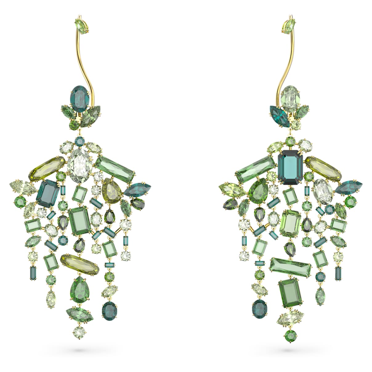 Gema ear cuffs, Asymmetrical design, Mixed cuts, Chandelier, Green, Gold-tone plated
Gema ear cuffs, Asymmetrical design, Mixed cuts, Chandelier, Green, Gold-tone plated