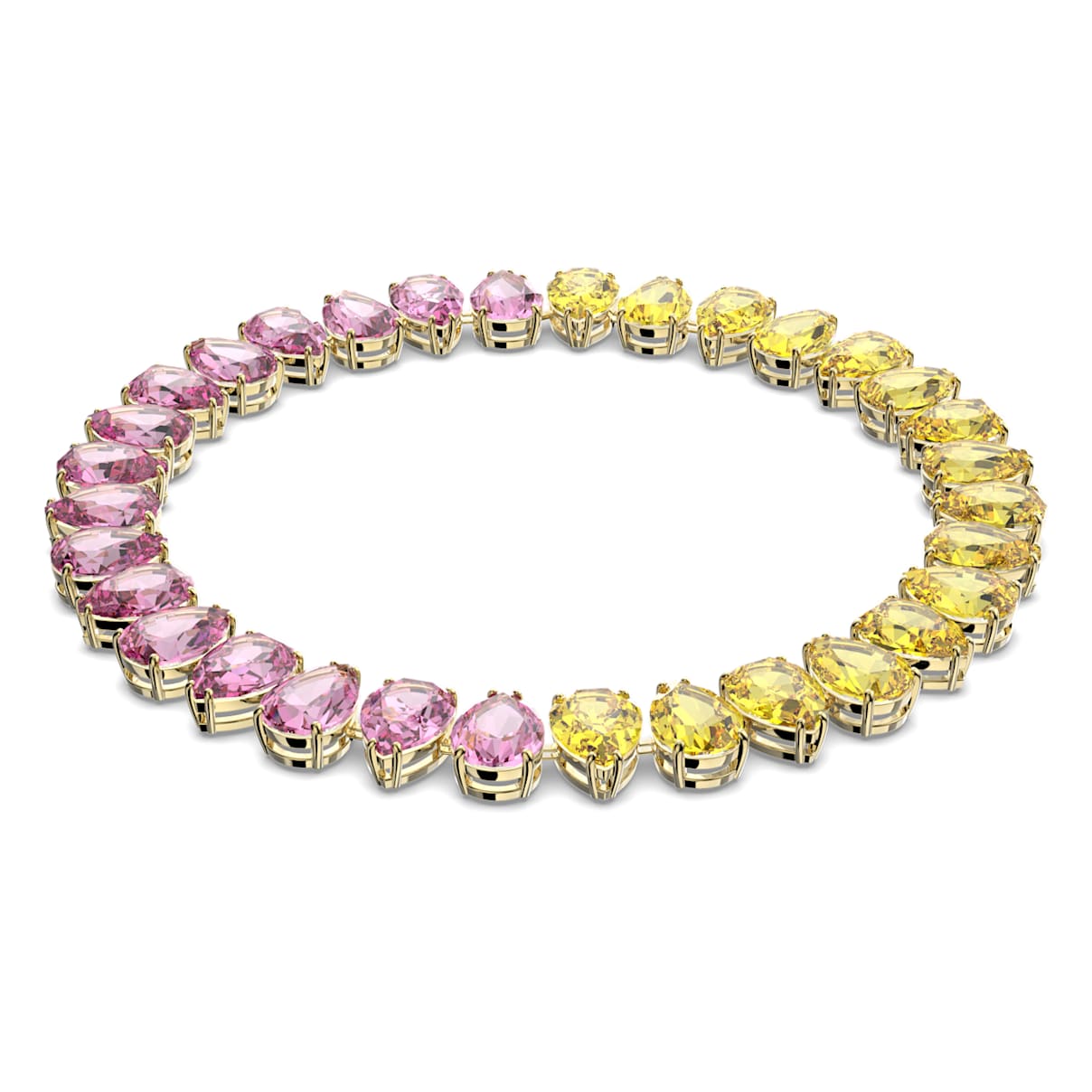 Swarovski Millenia necklace, Pear cut, Multicoloured, Gold-tone plated