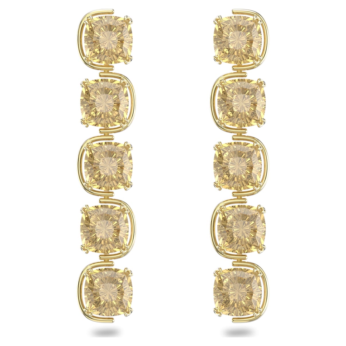 Harmonia Drop-Ohrhänger, Schwebende Kristalle im Kissenschliff, Goldfarben, Goldlegierungsschicht
Harmonia Drop-Ohrhänger, Schwebende Kristalle im Kissenschliff, Goldfarben, Goldlegierungsschicht