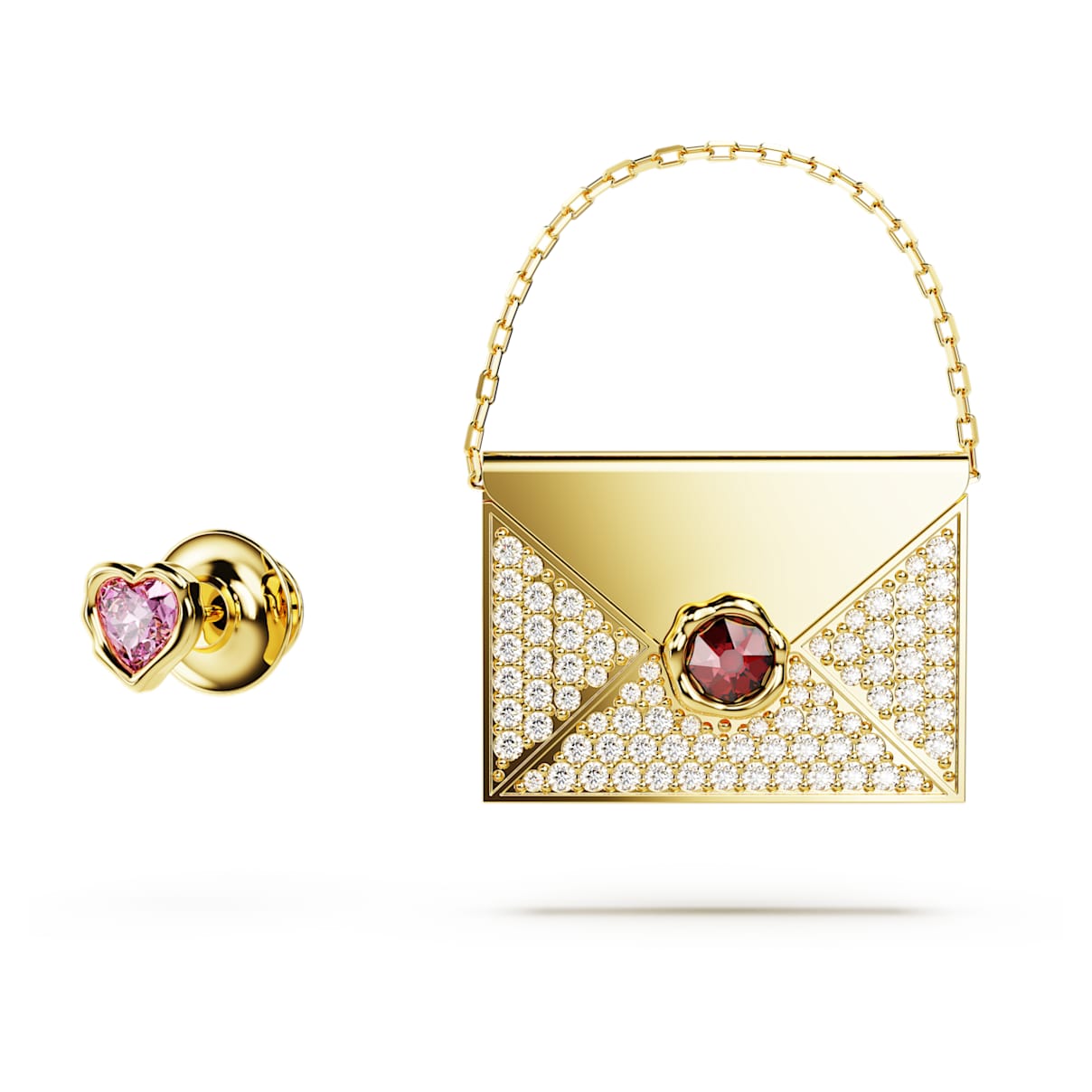 Letra brooch, Love letter, Multicolored, Gold-tone plated 
Letra brooch, Love letter, Multicolored, Gold-tone plated