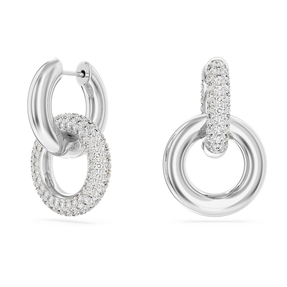 Orecchini a cerchio Dextera, Design asimmetrico, Anello concatenato, Bianchi, Placcato rodio
Orecchini a cerchio Dextera, Design asimmetrico, Anello concatenato, Bianchi, Placcato rodio