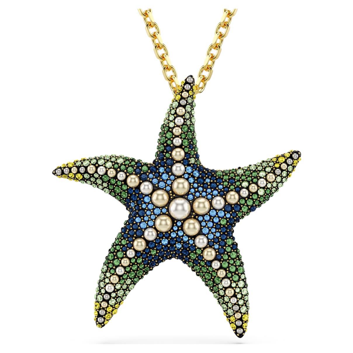 Idyllia pendant and brooch, Crystal pearls, Starfish, Multicoloured, Gold-tone plated
Idyllia pendant and brooch, Crystal pearls, Starfish, Multicoloured, Gold-tone plated