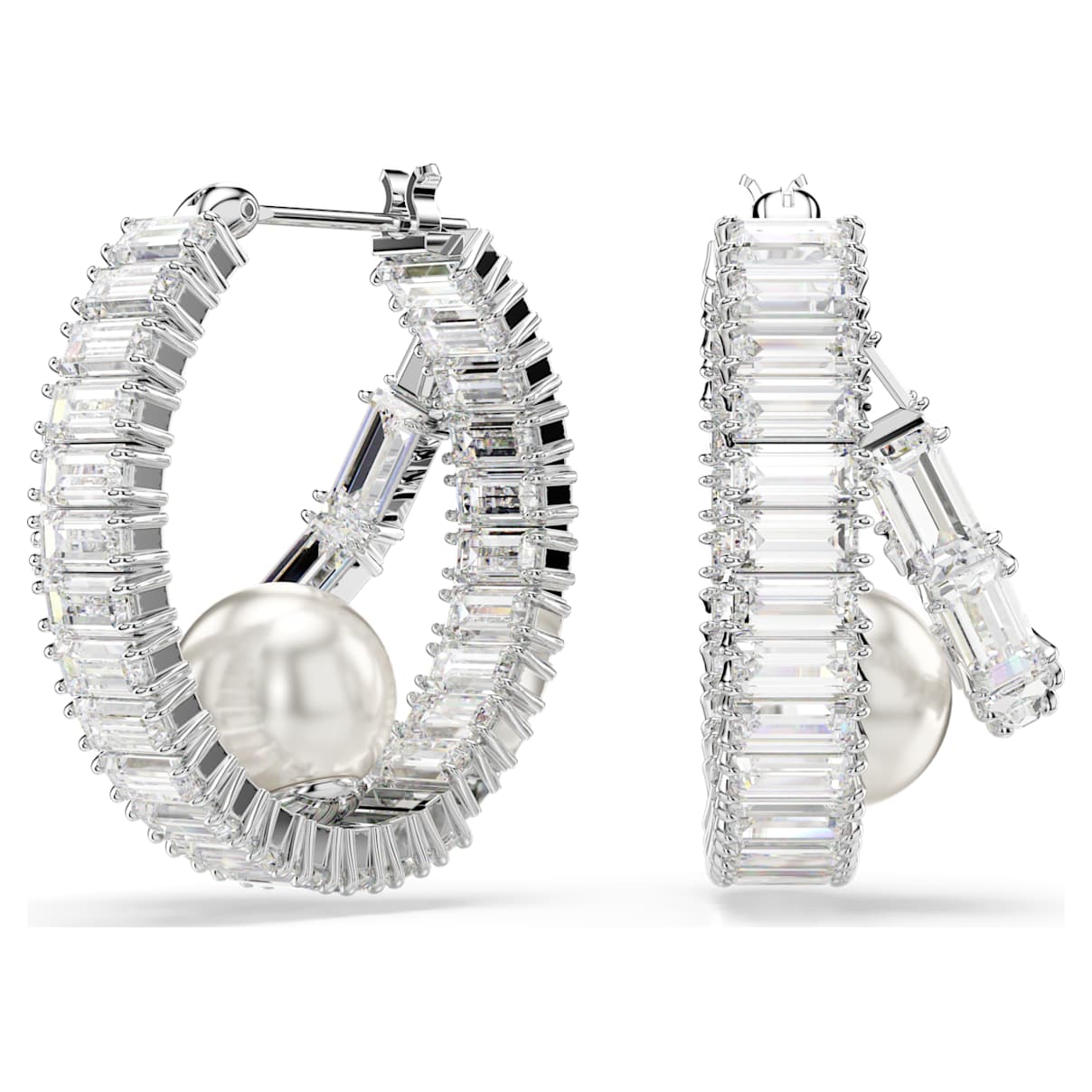 Kolczyki kreole Ariana Grande x Swarovski, Kryształowa perła, Szlif bagietkowy, Białe, Powłoka z rodu
Kolczyki kreole Ariana Grande x Swarovski, Kryształowa perła, Szlif bagietkowy, Białe, Powłoka z rodu