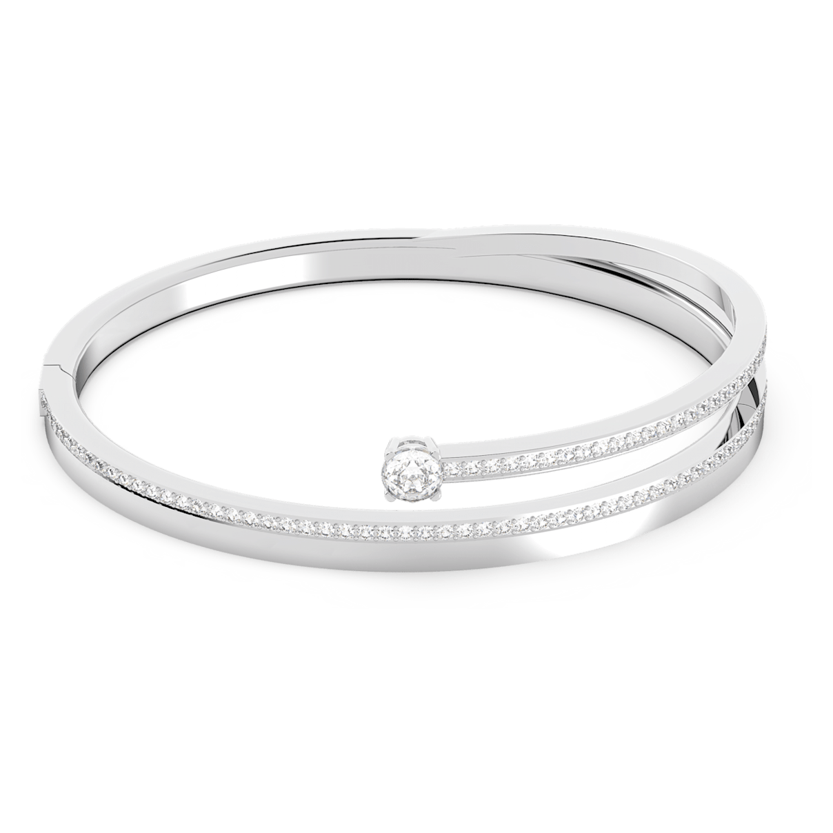 Swarovski Fresh bangle, White, Rhodium plated