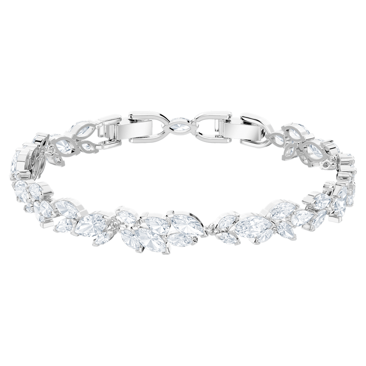 Swarovski Louison bracelet, Leaf, White, Rhodium plated