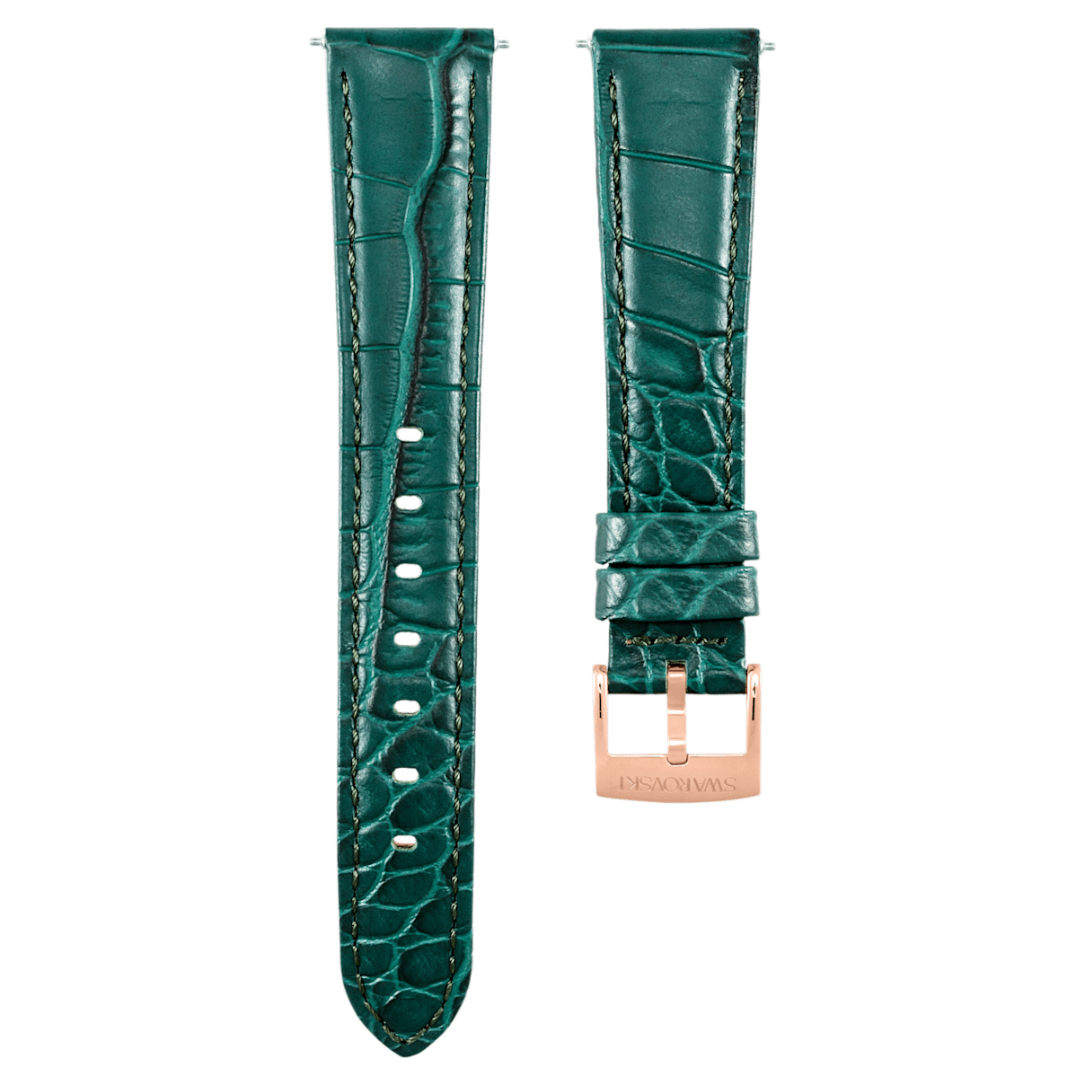 Swarovski 17mm watch strap, Leather with stitching, Green, Rose gold-tone plated
Swarovski 17mm watch strap, Leather with stitching, Green, Rose gold-tone plated