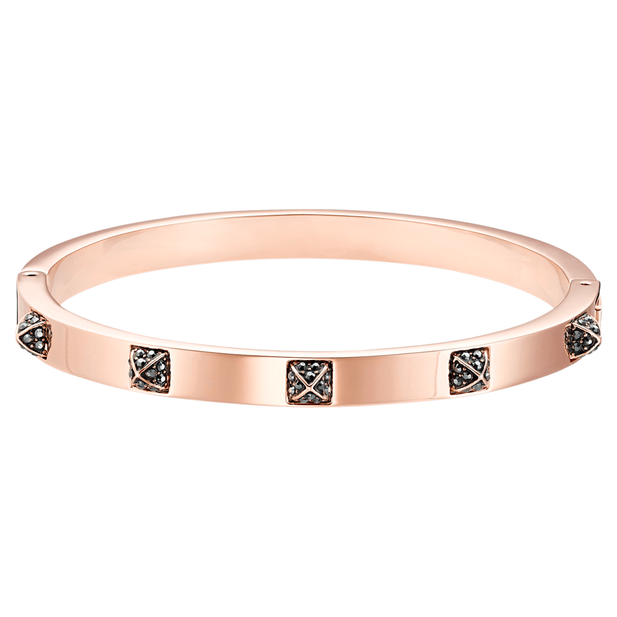 Swarovski Tactic bangle, Black, Rose gold-tone plated