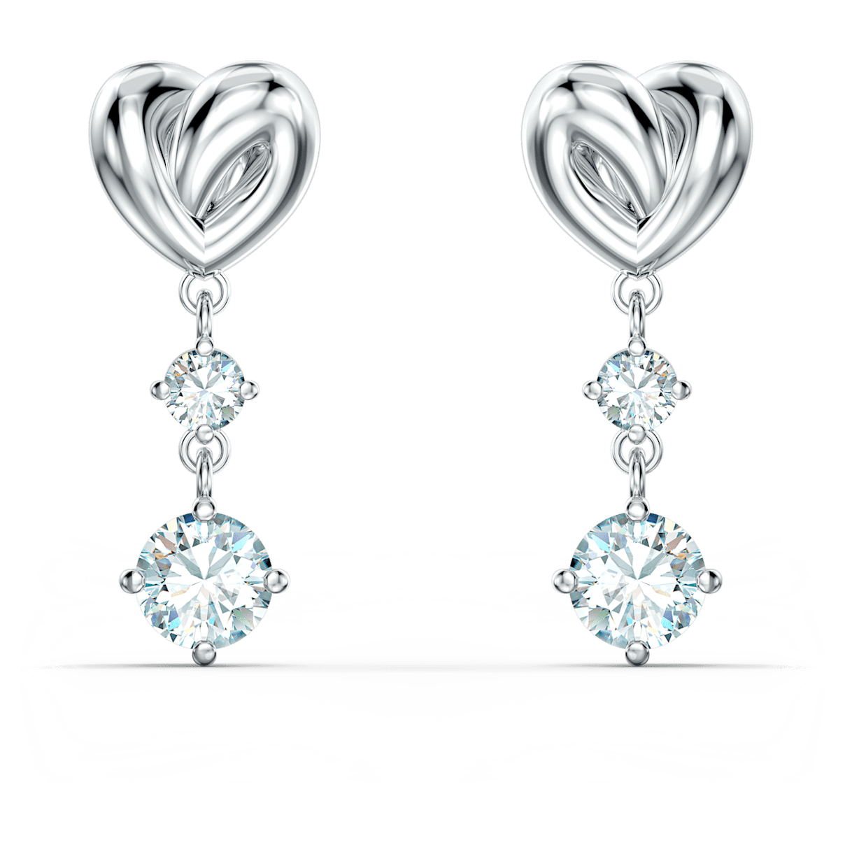 Swarovski Lifelong Heart earrings, Heart, White, Rhodium plated