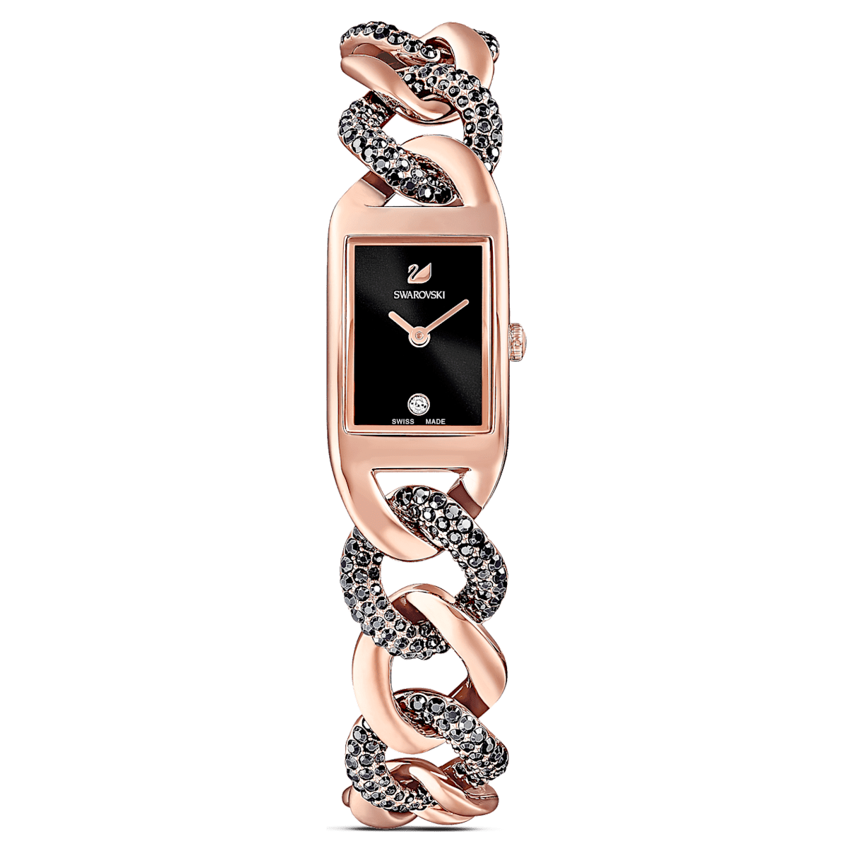 Swarovski Cocktail watch, Swiss Made, Pavé, Metal bracelet, Black, Rose gold-tone finish
Swarovski Cocktail watch, Swiss Made, Pavé, Metal bracelet, Black, Rose gold-tone finish