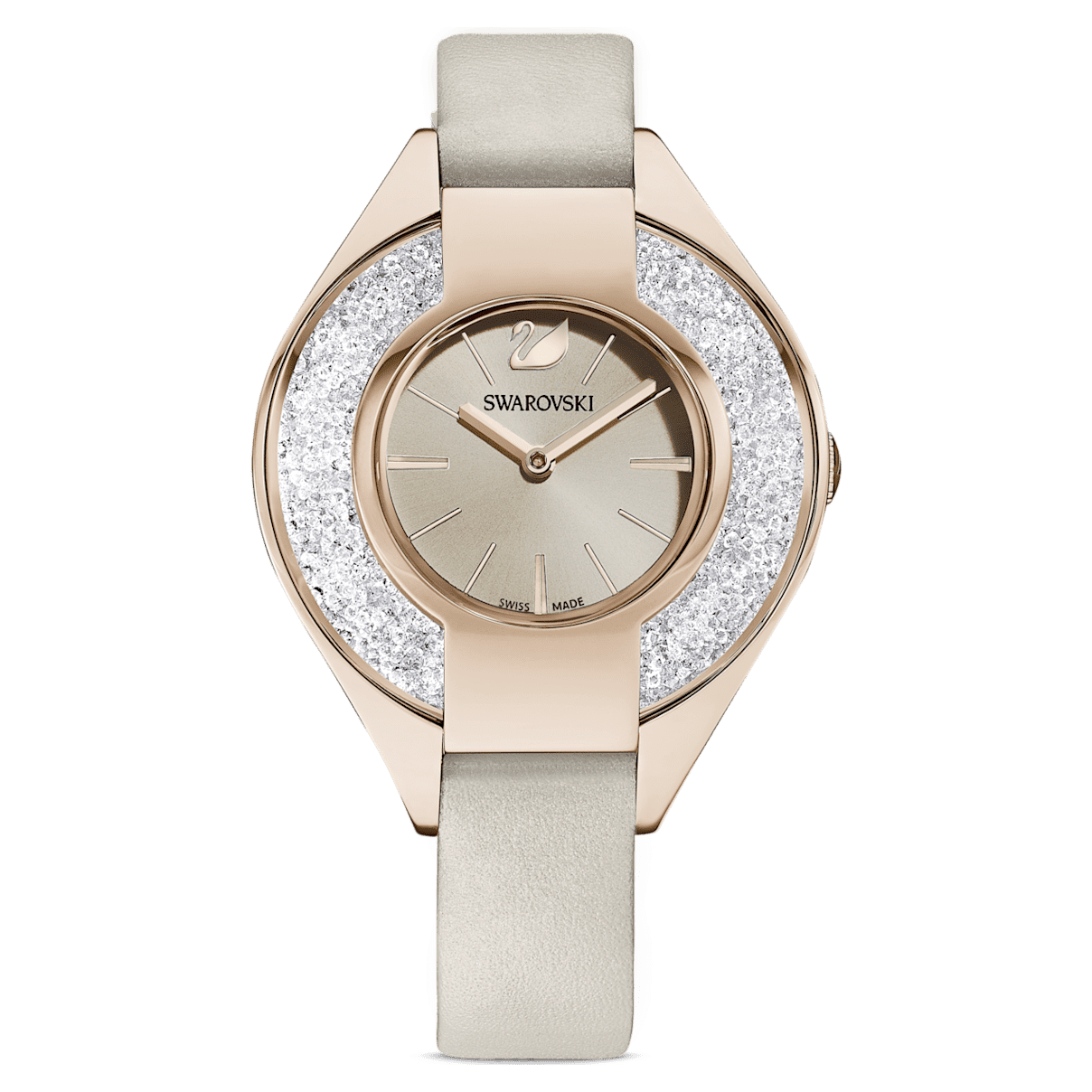 Swarovski Crystalline Sporty watch, Swiss Made, Leather strap, Grey, Champagne gold-tone finish 
Swarovski Crystalline Sporty watch, Swiss Made, Leather strap, Grey, Champagne gold-tone finish