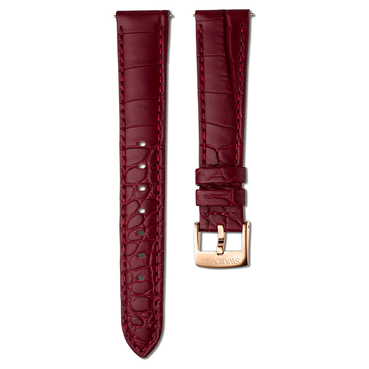 Swarovski 17mm watch strap, Leather with stitching, Burgundy, Rose gold-tone plated
Swarovski 17mm watch strap, Leather with stitching, Burgundy, Rose gold-tone plated
