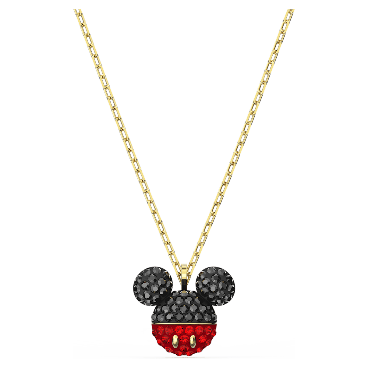 Swarovski Mickey pendant, Black, Gold-tone plated