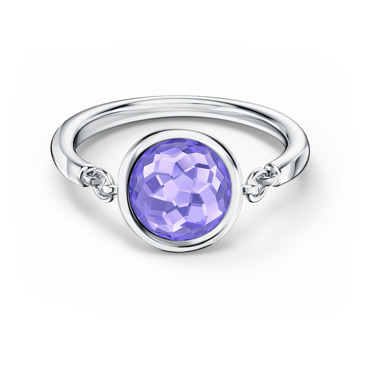 Swarovski Tahlia ring, Round, Blue, Rhodium plated