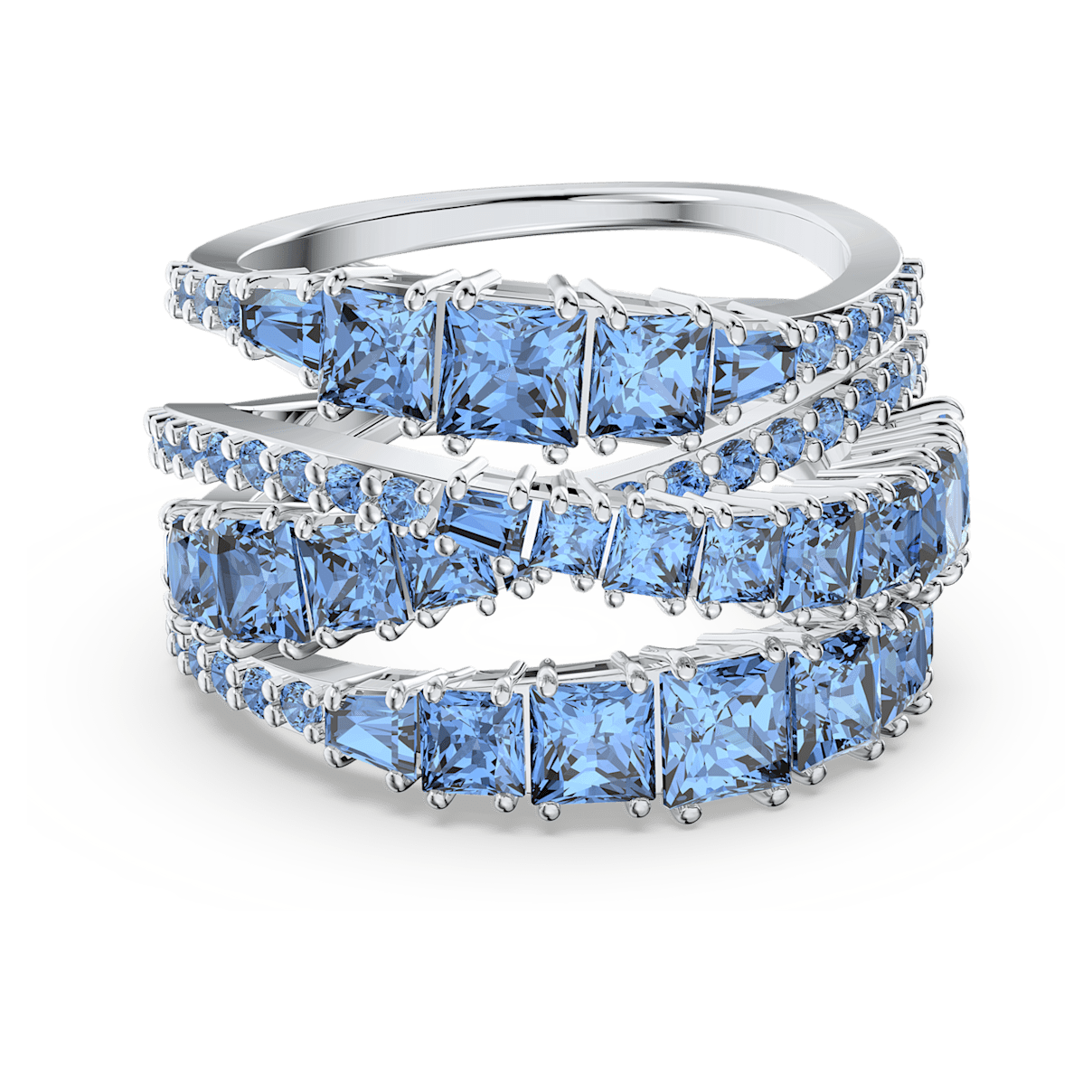 Swarovski Twist 宽戒指, 蓝色, 镀铑 
Swarovski Twist 宽戒指, 蓝色, 镀铑