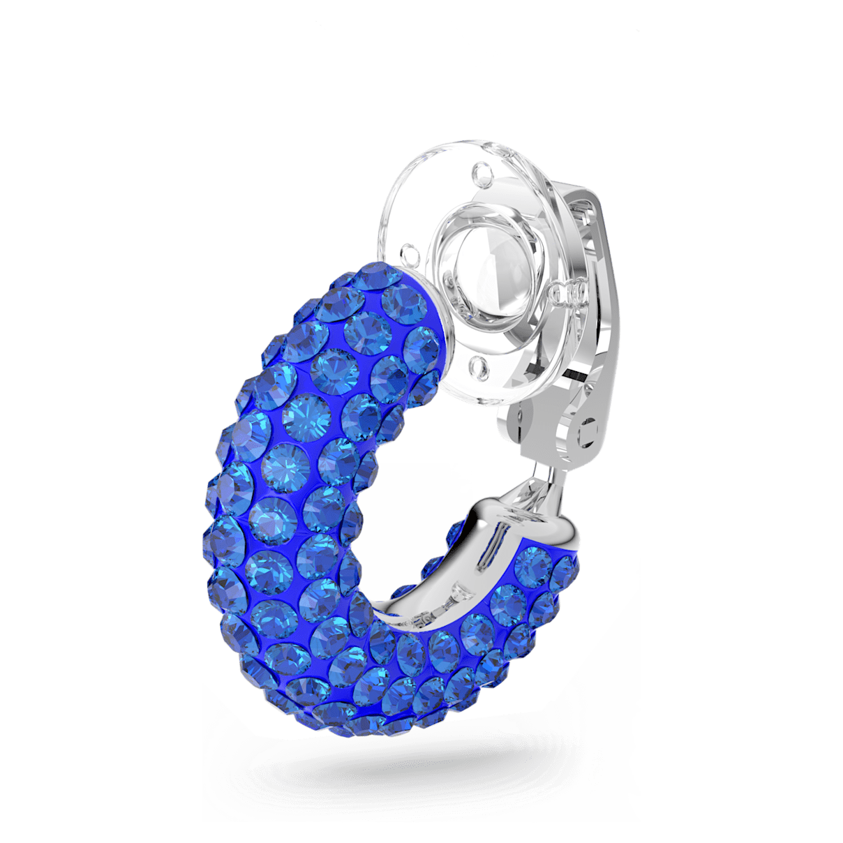 Swarovski Tigris ear cuff, Single, Blue, Rhodium plated