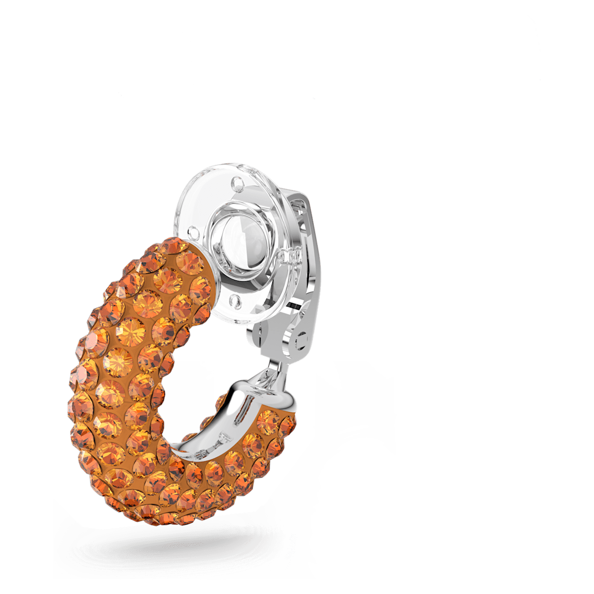 Swarovski Tigris ear cuff, Single, Orange, Rhodium plated