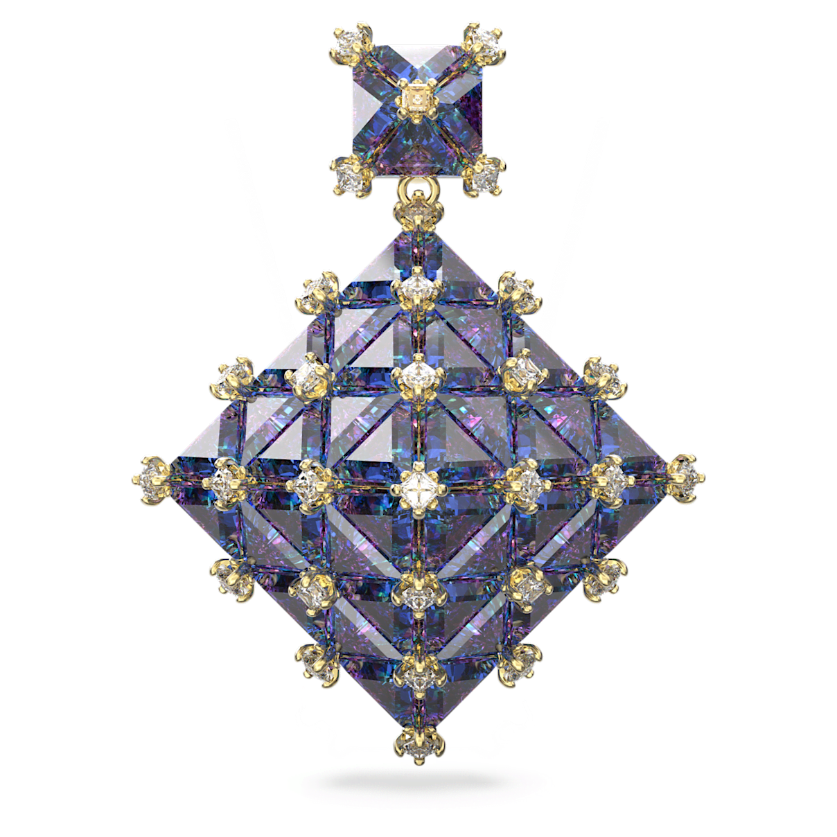 Swarovski Curiosa stud earring, Single, Blue, Gold-tone plated