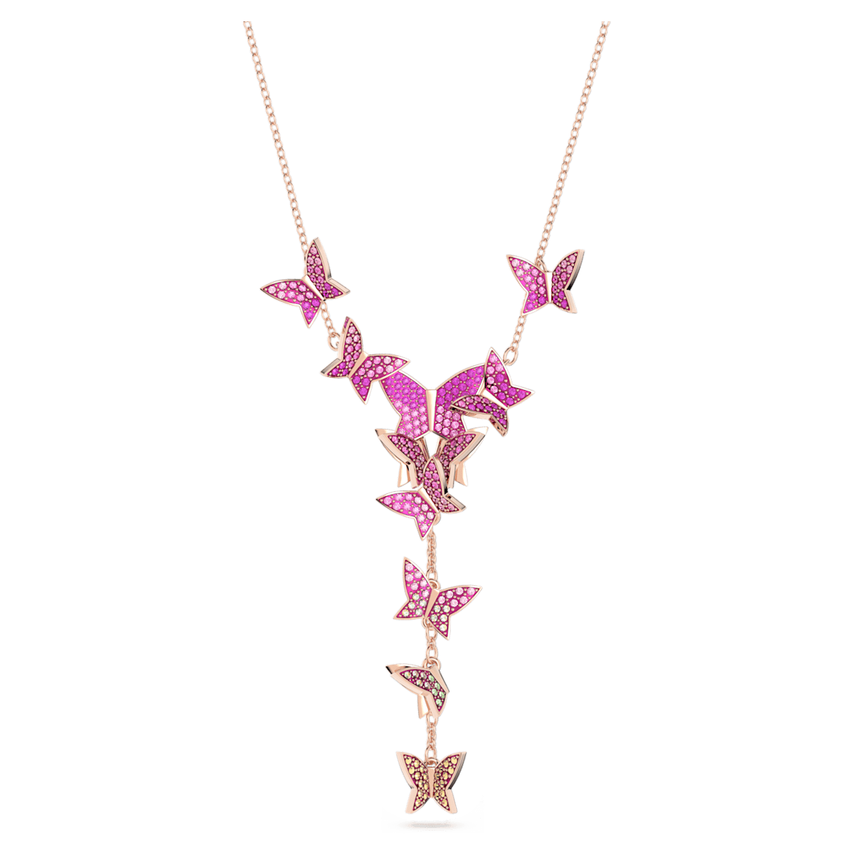 Swarovski Lilia Y形项链, 蝴蝶, 粉红色, 镀玫瑰金色调 
Swarovski Lilia Y形项链, 蝴蝶, 粉红色, 镀玫瑰金色调