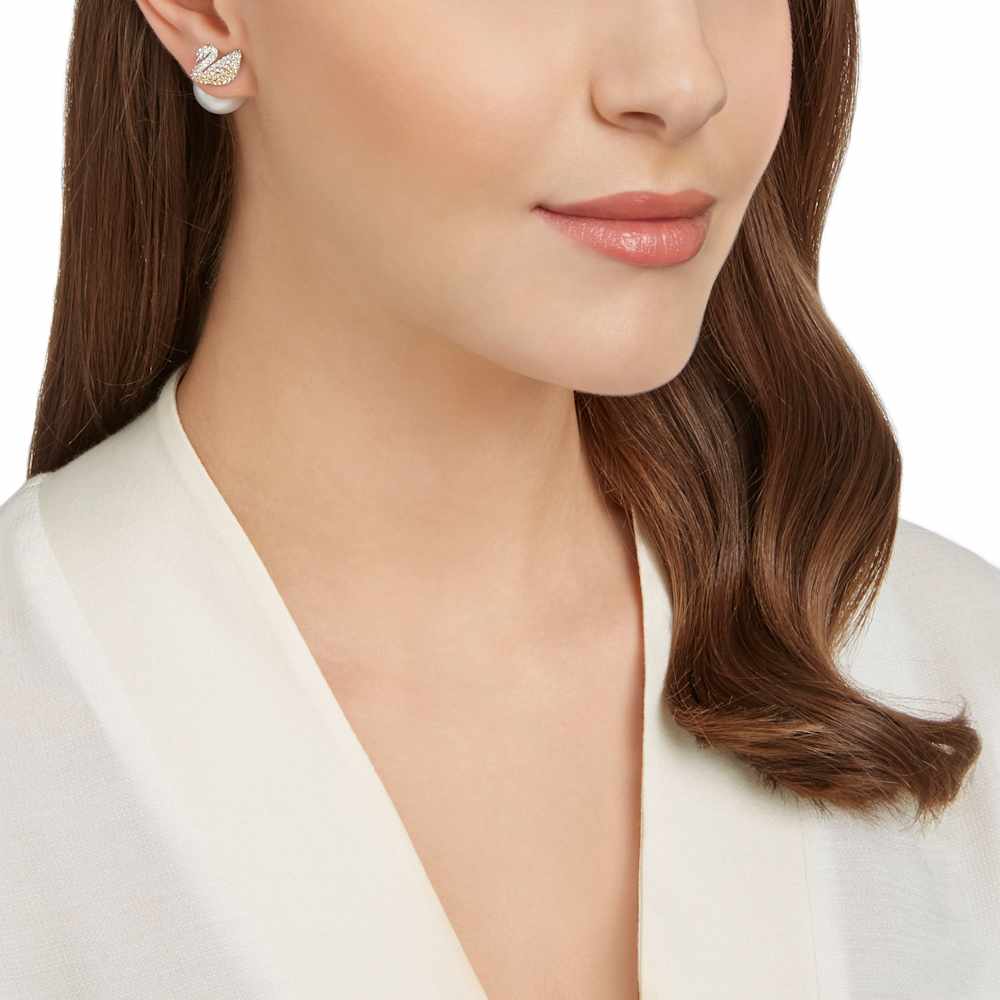 Swarovski iconic swan earrings clearance