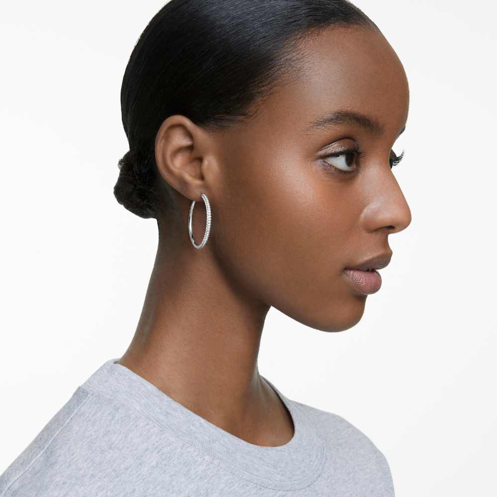 White stone hoop earrings Clearance