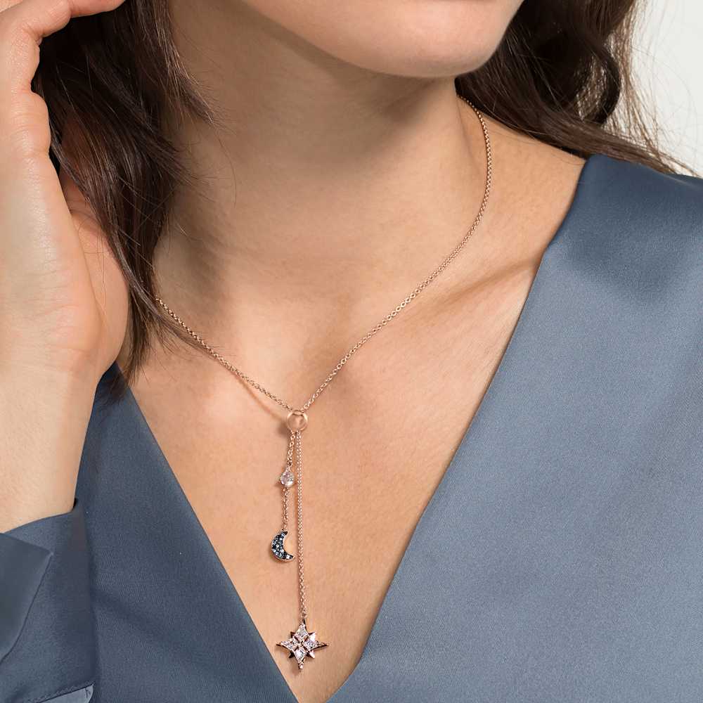 Swarovski Symbolic Y Necklace, Multicolored, Rosegold tone plated