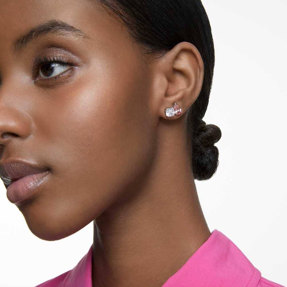 Attract Soul Pierced Earrings, Pink, Rhodium plated