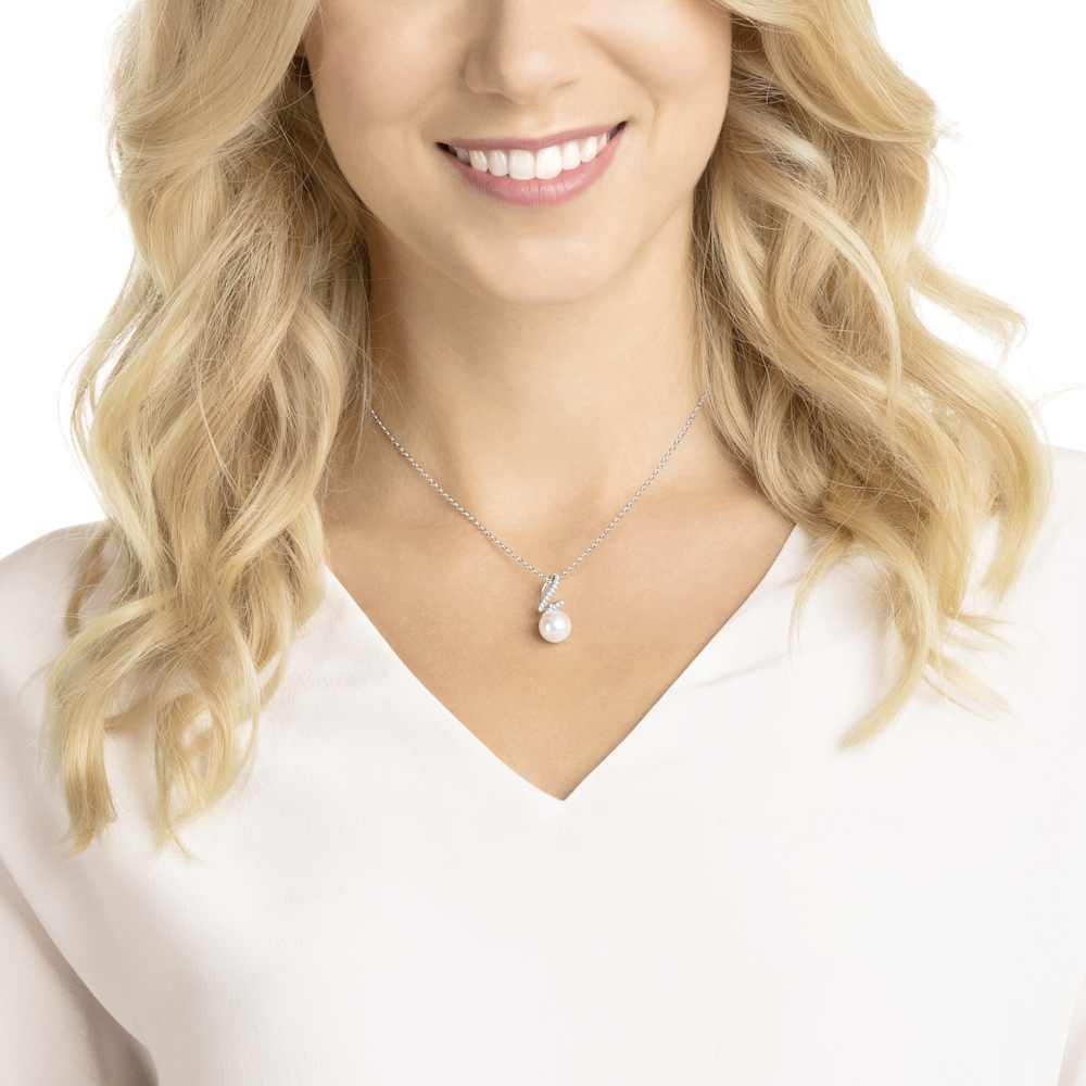 Gabriella pendant, White, Rhodium plated Swarovski