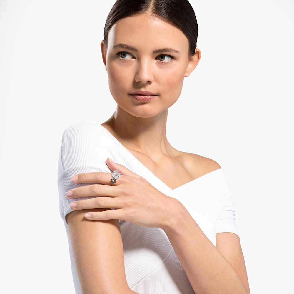 Latisha Ring, Black, Rose-gold tone plated - Swarovski, 5534946