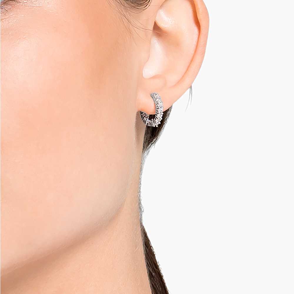 Vittore Mini Hoop Pierced Earrings White Rhodium Plated Swarovski Com