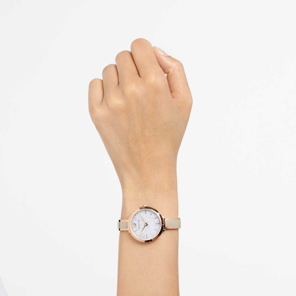 Crystalline Delight watch, Swiss Made, Metal bracelet, Gray, Rose gold
