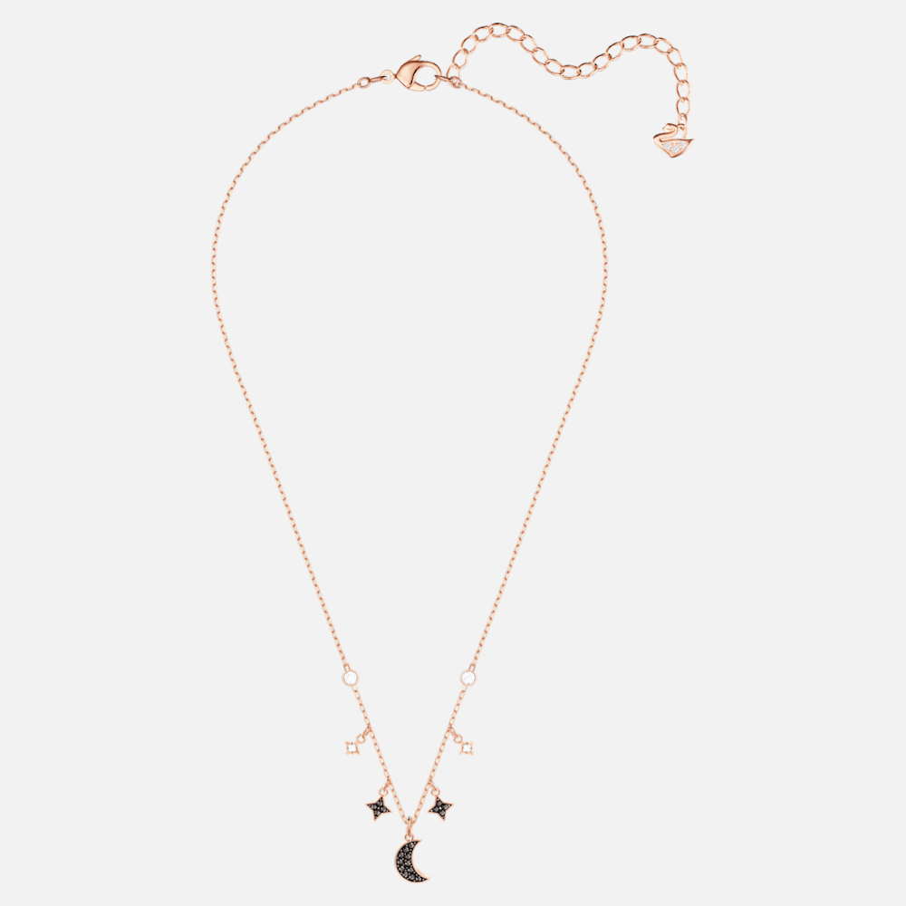 Swarovski Symbolic Moon Necklace, Black, Rose-gold tone plated ...