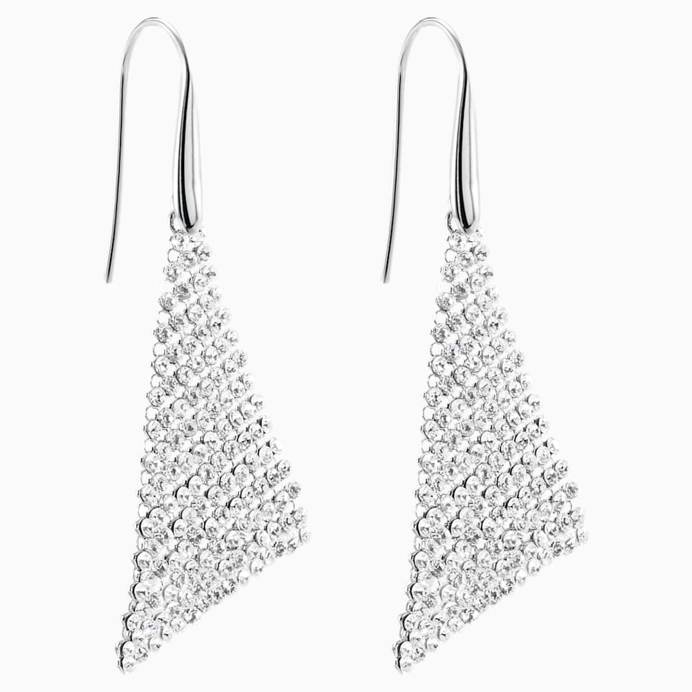 Fit Pierced Earrings, White, Rhodium plated