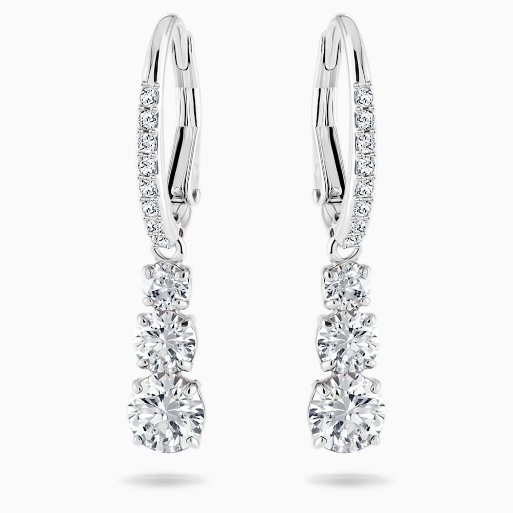 Attract Trilogy Round Pierced Earrings White Rhodium Plated Swarovski Com