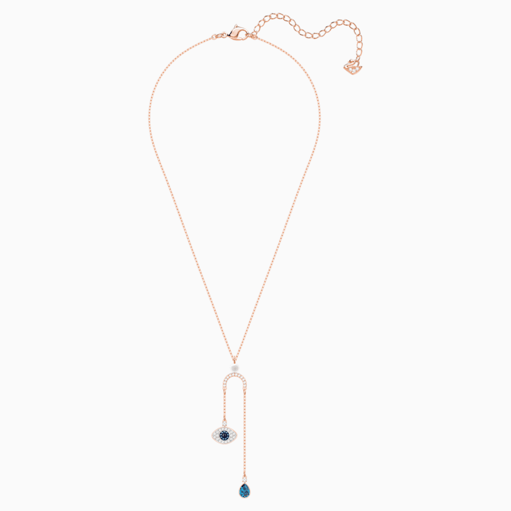 Swarovski Symbolic Evil Eye Y Necklace, Multi-coloured, Rose-gold tone