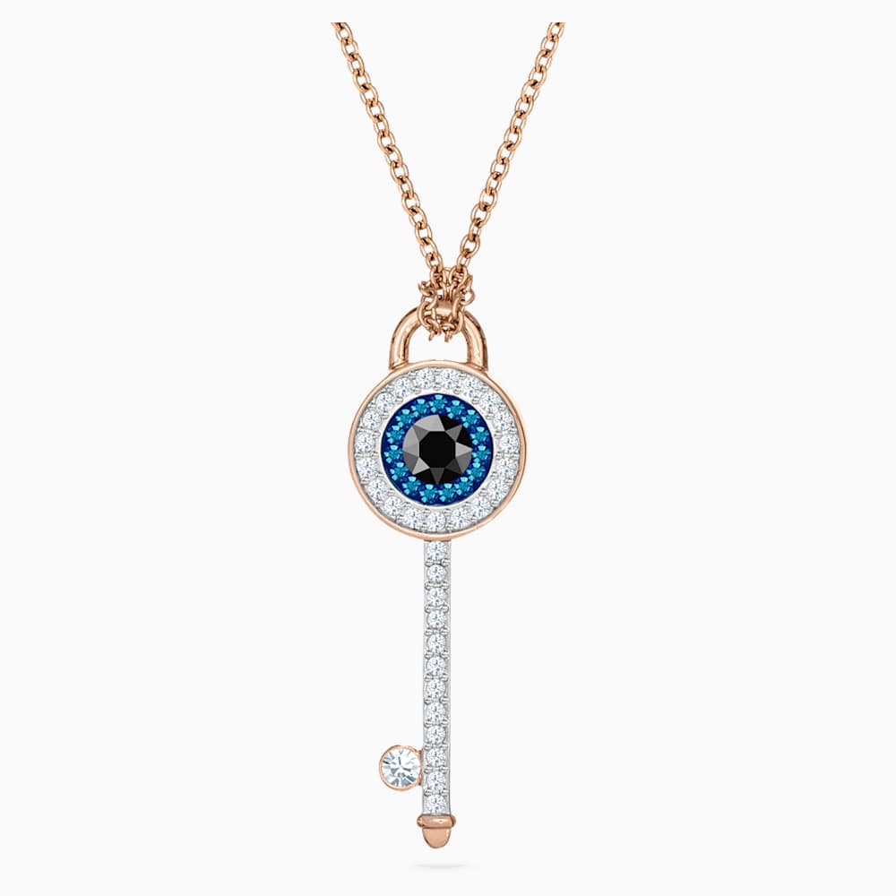 Swarovski Symbolic Evil Eye Kolye Ucu Cok Renkli Pembe Altin Rengi Kaplama