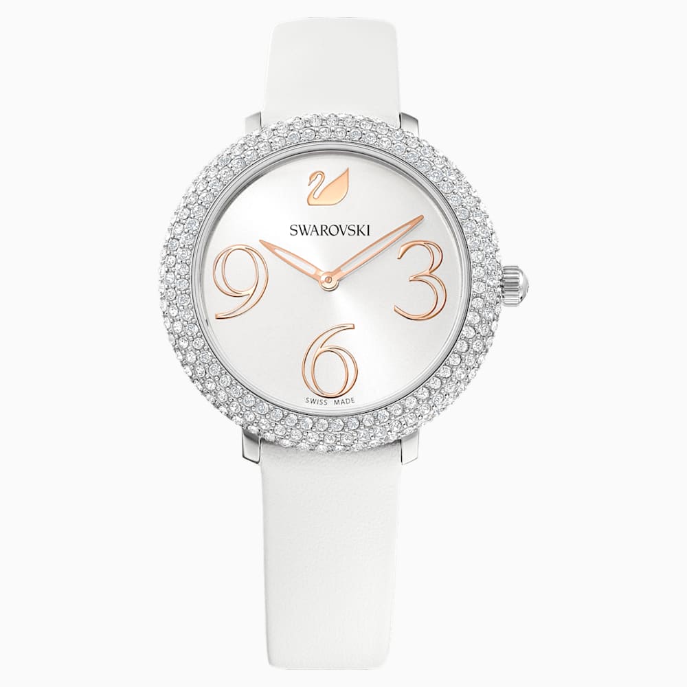 white leather watch