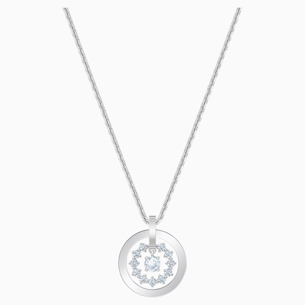 Further Necklace, White, Rhodium plated | Swarovski.com